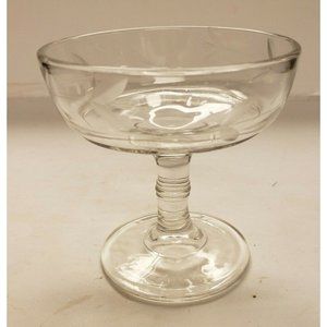 Margarita Glass, vintage, Etched w leaf pattern, VG (G147)